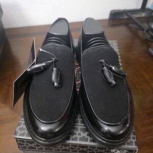 Classic Black Leather and Suede Loafers